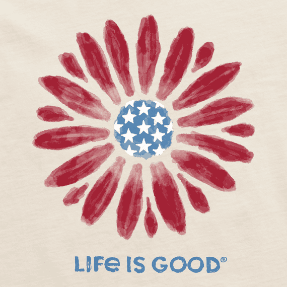 Women’s lightweight Crusher-LITE tee with Americana daisy graphic, soft garment-washed cotton, and slight waist shape. 
