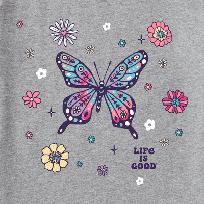 Tie Dye Retro Butterfly Flowers Crusher-LITE Vee Women's