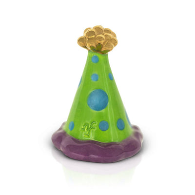 Nora Fleming party hat mini in festive colors; celebrates 20 years of Nora Fleming; perfect for birthdays and milestones; hand wash only 
