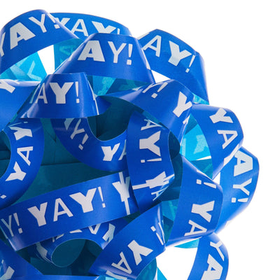 Blue "Yay!"/Aqua Recyclable Gift Bow 4.6"