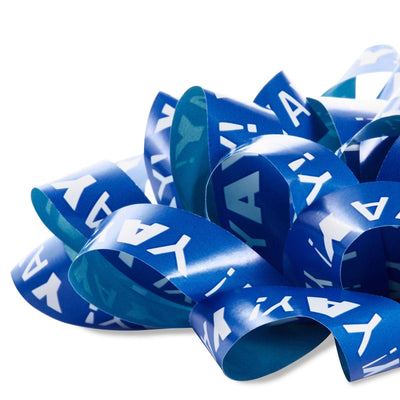 Blue "Yay!"/Aqua Recyclable Gift Bow 4.6"