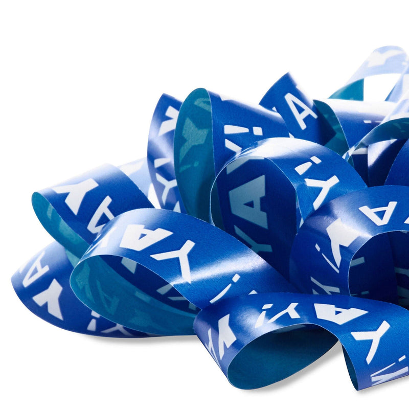 Blue "Yay!"/Aqua Recyclable Gift Bow 4.6"