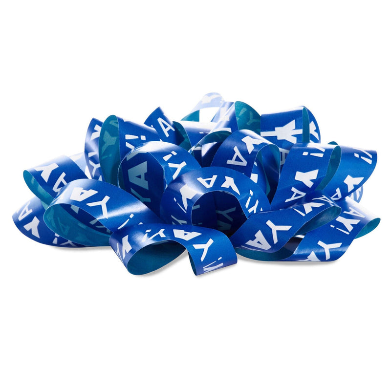 Blue "Yay!"/Aqua Recyclable Gift Bow 4.6"