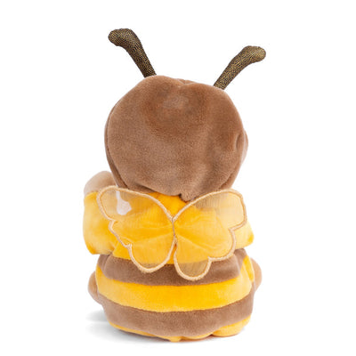 Plush Ziggy bear in a yellow and black striped bee costume with antennae, 6 inches tall, soft and perfect for playful adventures.

