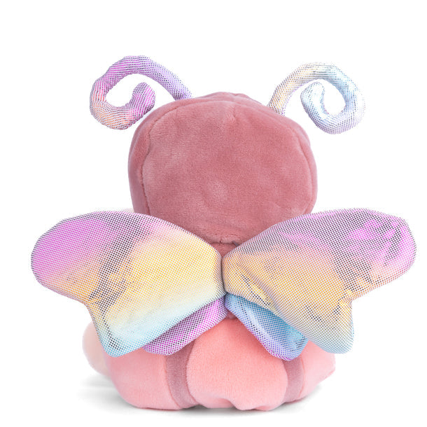 Plush Ziggy bear in a rose butterfly costume with soft wings, 6 inches tall, perfect for cuddles and imaginative play.

