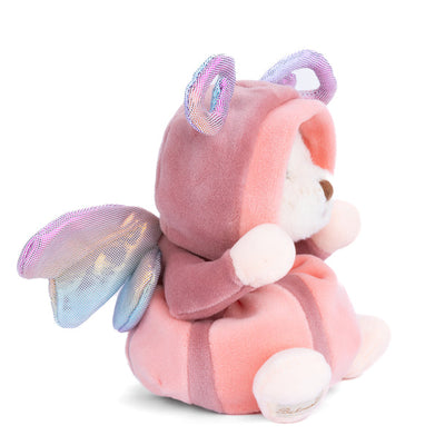Plush Ziggy bear in a rose butterfly costume with soft wings, 6 inches tall, perfect for cuddles and imaginative play.

