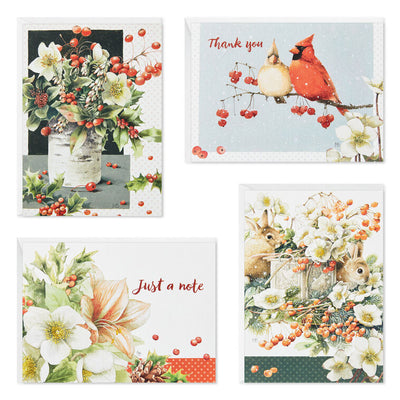 Marjolein Bastin Holiday Boxed Blank Christmas Note Cards Assortment, Pack of 24
