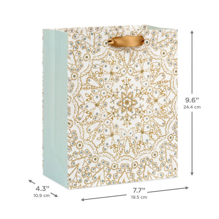 9.6" Snowflake Mandala Medium Holiday Gift Bag
