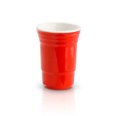 Red plastic cup on white background