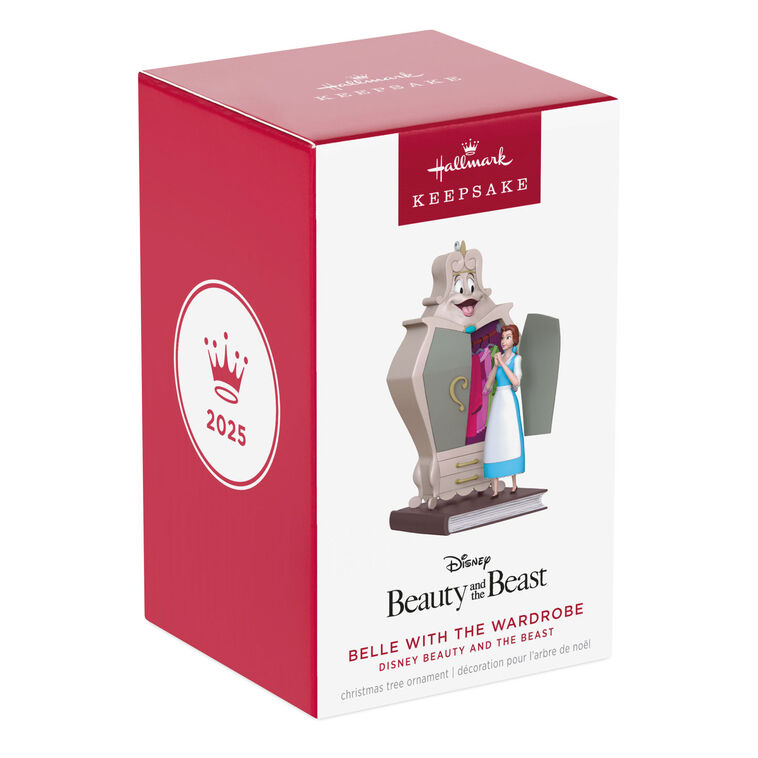 Belle Christmas ornament with open wardrobe full of dresses from Disney&