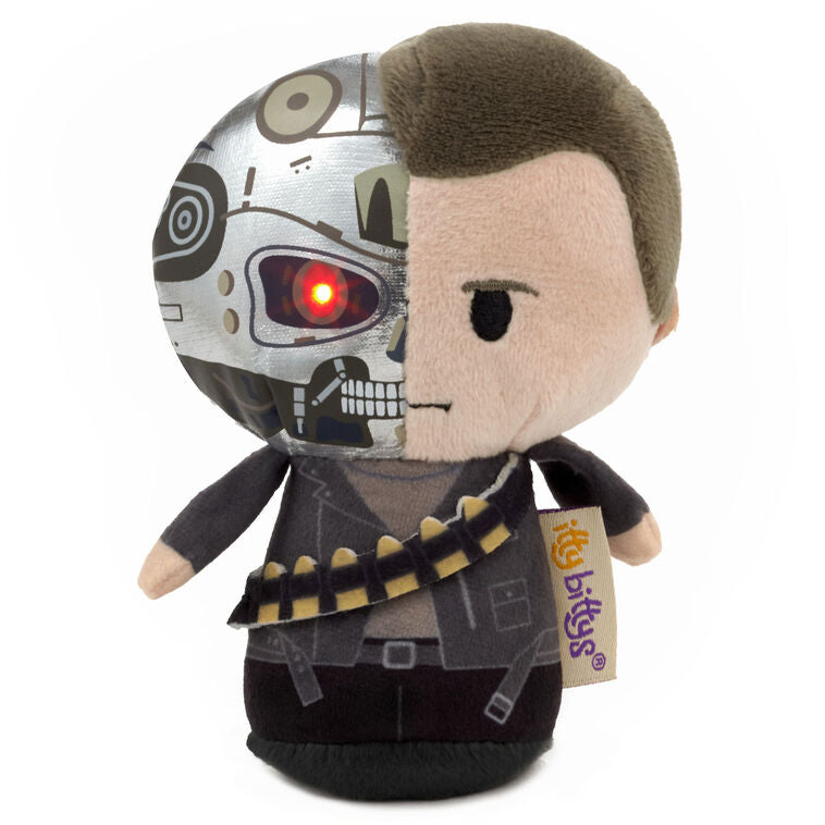 T-800 plush from Terminator 2 with sunglasses, leather jacket, and tough expression.

