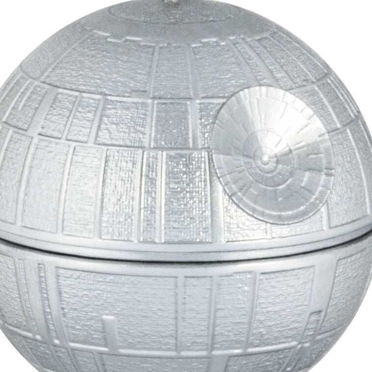 Mini Death Star ornament, silver armored battle station from Star Wars, Hallmark Keepsake Christmas collectible