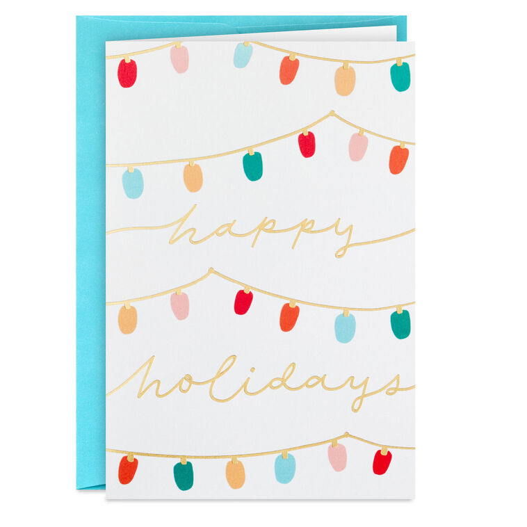 Strings of Christmas Lights Packaged Christmas Cards, Set of 5