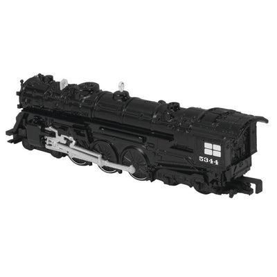 Mini New York Central 700E Hudson locomotive ornament, black die-cast metal train with turning wheels, Hallmark Lionel Trains collectible
