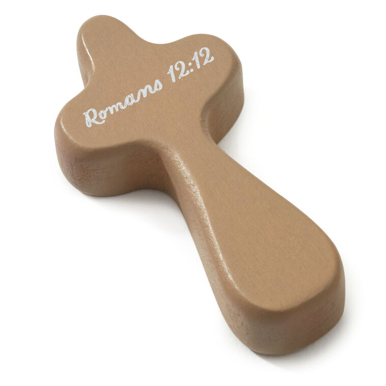Mini wood comfort cross with “Hope” message in white and rounded edges.
