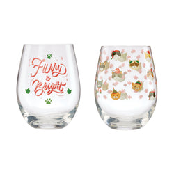 Holiday stemless flute glasses   set of 4
