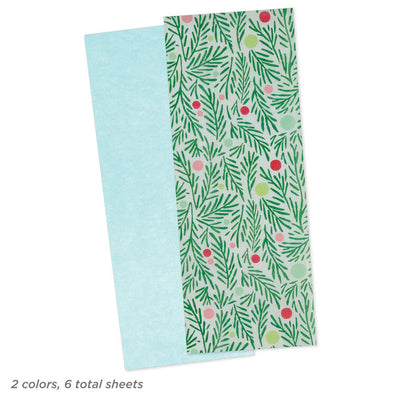Light Blue/Boughs and Dots 2-Pack Holiday Tissue Paper, 6 sheets