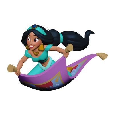 Hallmark Keepsake Disney Jasmine rides magic carpet ornament, turquoise outfit, purple and gold carpet, Christmas tree decoration