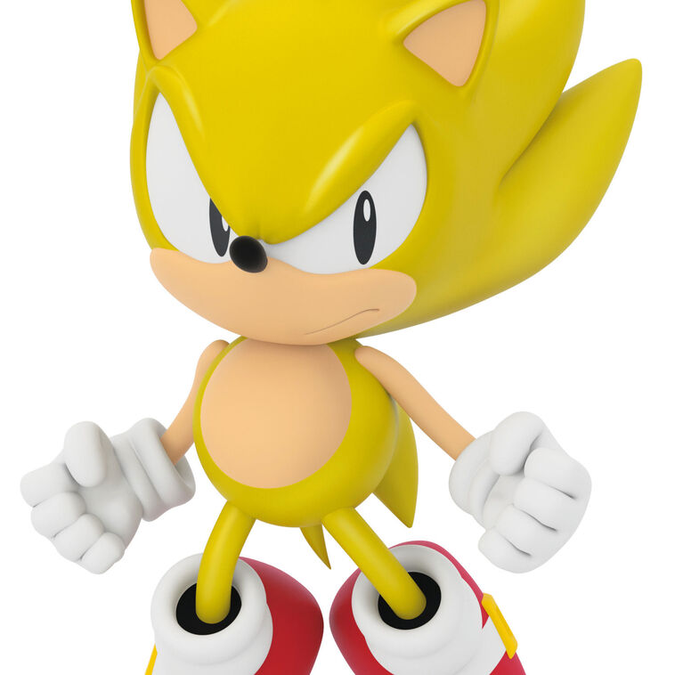 Super Sonic ornament, bright yellow Sonic the Hedgehog in Super State, Hallmark Keepsake, Christmas video game decoration, Chaos Emerald power.