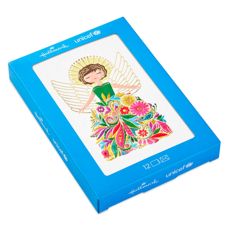 UNICEF Floral Angel Boxed Christmas Cards, Pack of 12