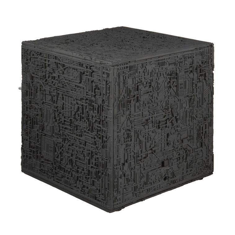 Star Trek tabletop decoration with Borg cube lit up in green from The Next Generation with light and sound features
