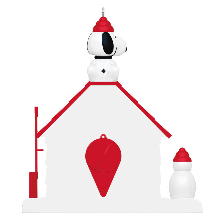 Mini Snoopy Sno-Cone Machine ornament with Snoopy, Charlie Brown, and Lucy, 75th anniversary Hallmark Peanuts Christmas collectible