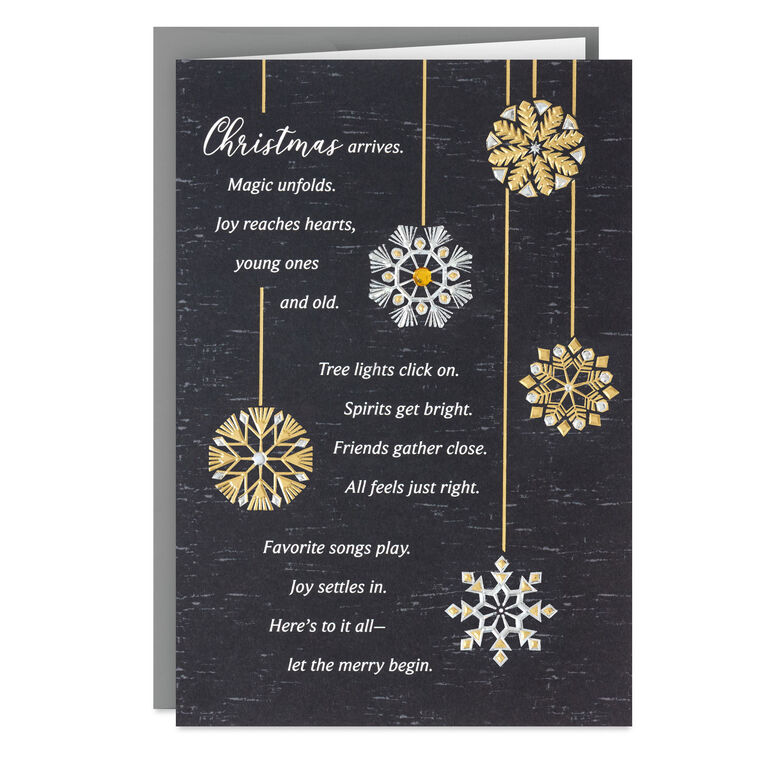 Snowflake Ornaments on Black Boxed Christmas Cards, Pack of 12