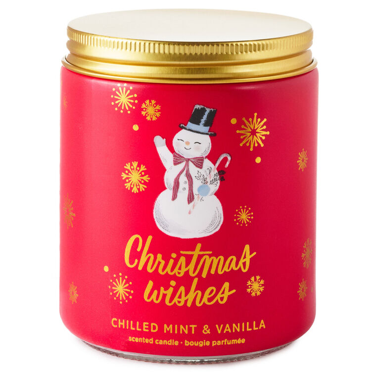 Christmas Wishes Chilled Mint and Vanilla Scented Jar Candle, 7 oz