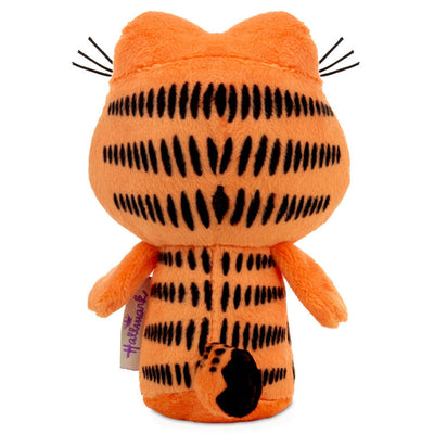 Garfield plush with orange fur, signature lazy expression, and love of lasagna.

