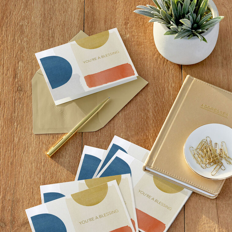 Thank you cards with gold foil message you&