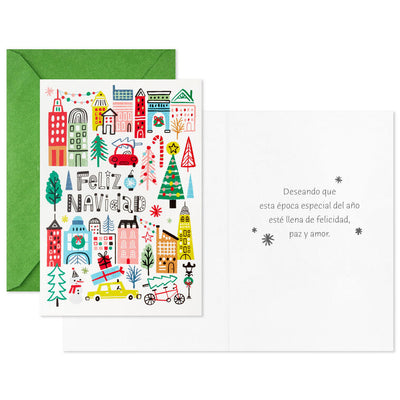 Festive Cityscape Boxed Christmas Cards, Pack of 16