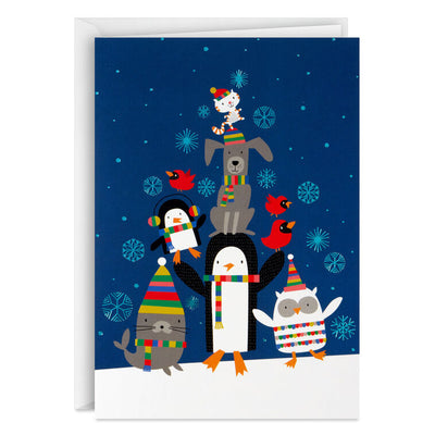UNICEF Cute Critter Pyramid Boxed Christmas Cards, Pack of 12
