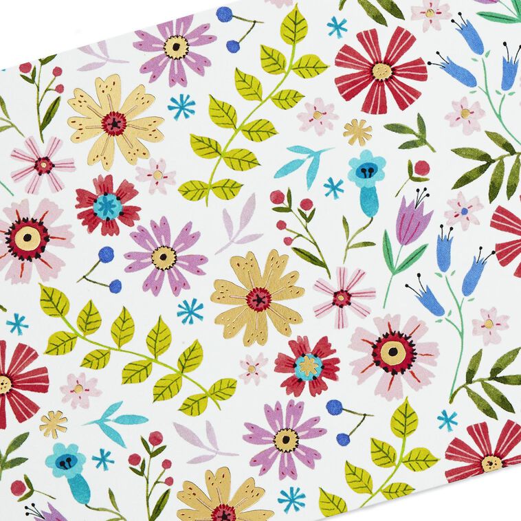 Assorted whimsical note cards with gold foil accents in multiple designs, includes envelopes and reusable caddy.