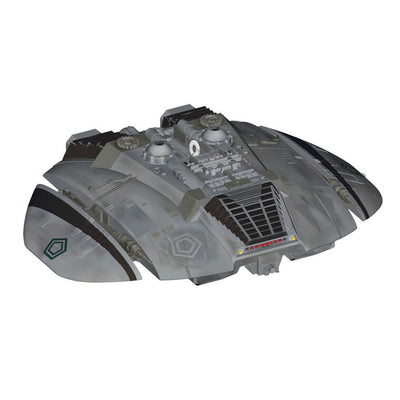Cylon Raider ornament, detailed saucer-shaped spacecraft from Battlestar Galactica, Hallmark Keepsake Christmas decoration.