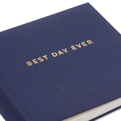 Best Day Ever Gold on Navy Linen Photo Album