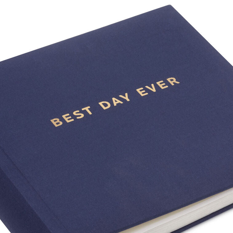 Best Day Ever Gold on Navy Linen Photo Album