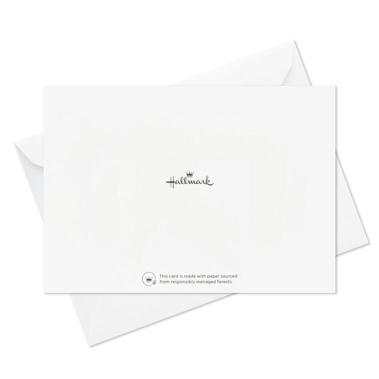 Navy blue thank-you cards with gold foil geometric lines and matching envelopes in kraft box.
