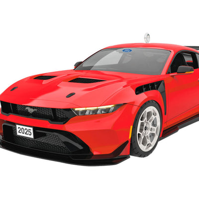 Detailed red 2025 Ford Mustang GTD metal ornament by Hallmark Keepsake.