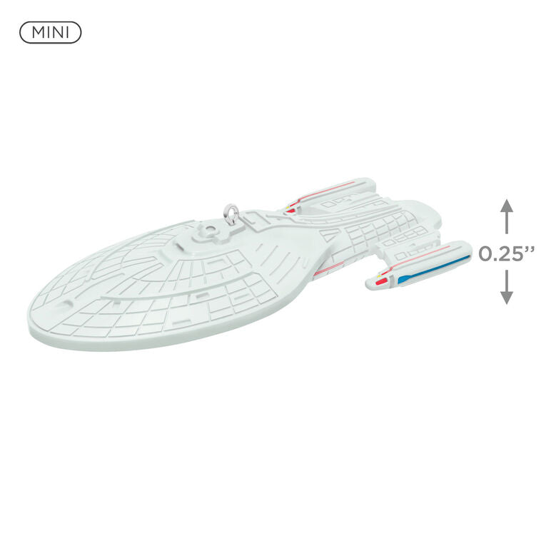 Mini U.S.S. Voyager starship ornament, Intrepid-class ship from Star Trek Voyager, Hallmark Keepsake sci-fi Christmas collectible
