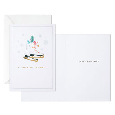 Ice Skates With Jingle Bells Packaged Christmas Cards, Set of 5