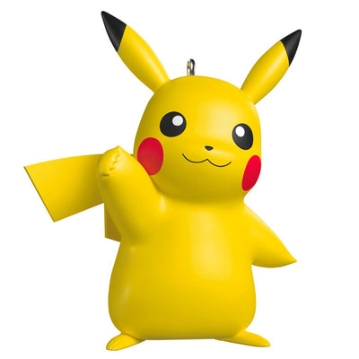 Hallmark Keepsake Pokémon Pikachu Christmas ornament featuring a cheerful, waving Pikachu with red cheeks and bright eyes.