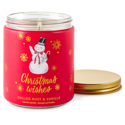 Christmas Wishes Chilled Mint and Vanilla Scented Jar Candle, 7 oz