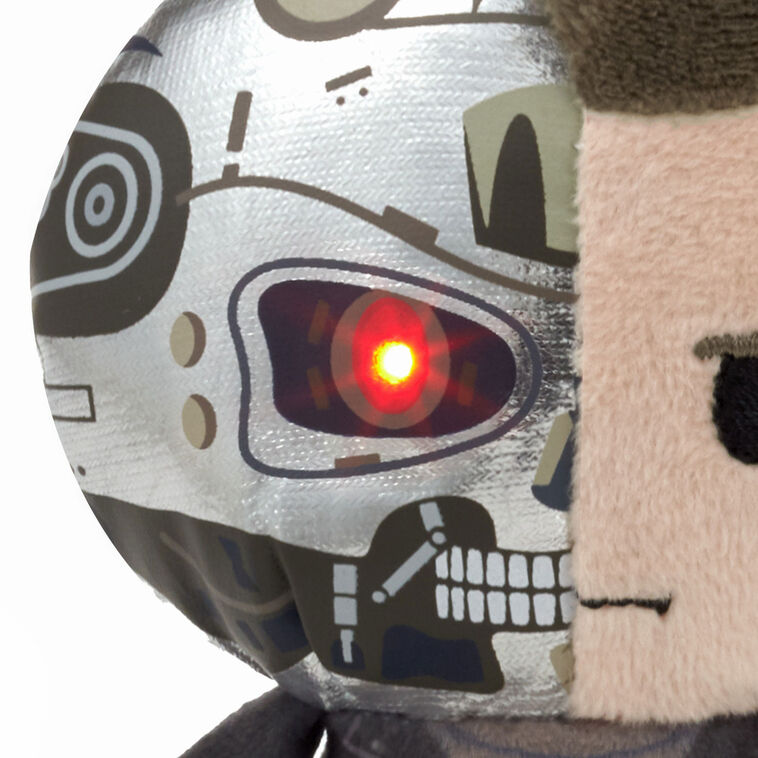 T-800 plush from Terminator 2 with sunglasses, leather jacket, and tough expression.

