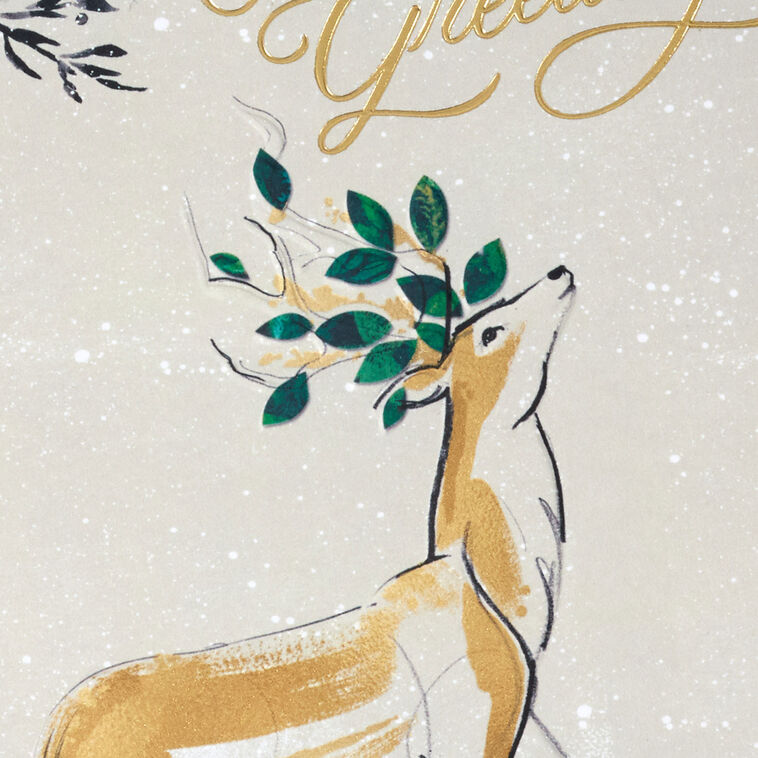 Stately Deer in Snow Boxed Christmas Cards, Pack of 12