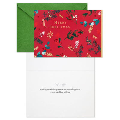 Holiday Berries and Greenery Boxed Christmas Cards, Pack of 16