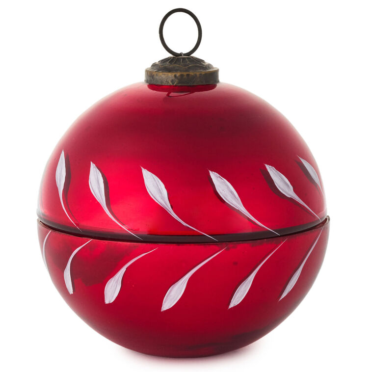 Red Glass Ball Ornament Pine-Scented Candle, 4"