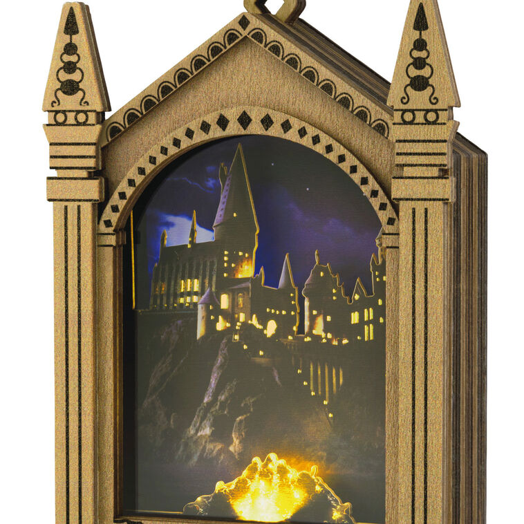 Hogwarts ornament, Harry Potter castle, musical papercraft design with lights, Hallmark Keepsake, Christmas tree decoration, wizarding collectible.