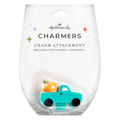 Charmers blue truck with pumpkin silicone charm, 1.5" h