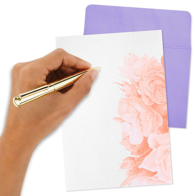 Lavender stationery set with butterfly and floral designs, 40 writing sheets and 20 envelopes in a magnetic storage folio.
