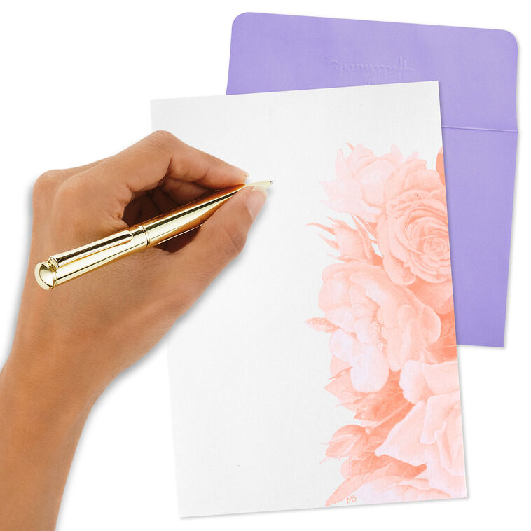 Lavender stationery set with butterfly and floral designs, 40 writing sheets and 20 envelopes in a magnetic storage folio.
